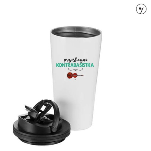 Kontrabas - Kontrabasistka - Prześliczna kontrabasistka - Prezent dla kontrabasistki - Kubek termiczny