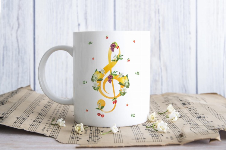 Klucz wiolinowy - Lato - Prezent dla muzyka - Kubek ceramiczny