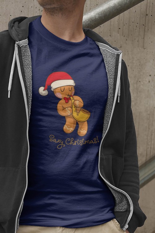 Ciastek - Saksofon - Saxy christmas - Koszulka - Prezent dla muzyka