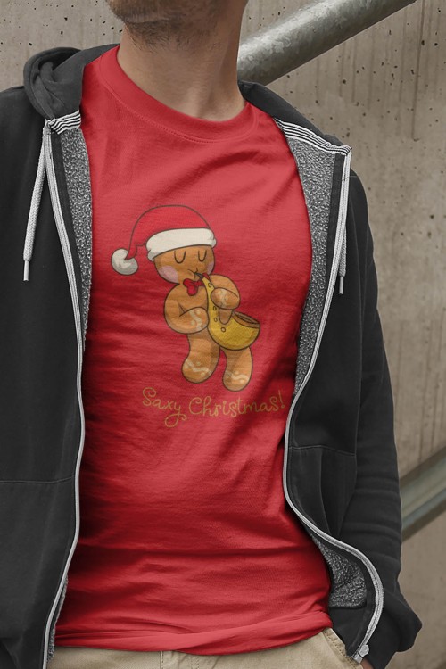 Ciastek - Saksofon - Saxy christmas - Koszulka - Prezent dla muzyka