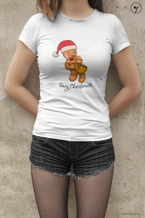 Ciastek - Saksofon - Saxy christmas - Koszulka - Prezent dla muzyka