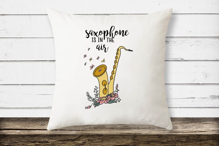 Saksofon - Saxophone is in the air - prezent dla saksofonisty - prezent dla saksofonistki - Poduszka