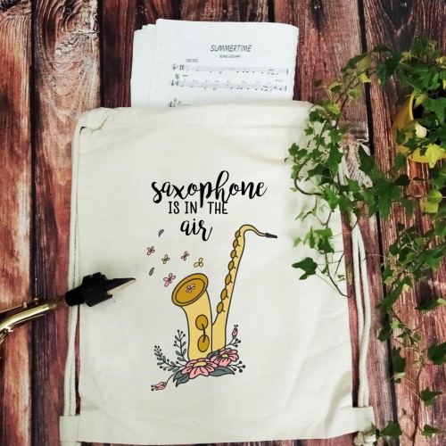 Saksofon - Saxophone is in the air - prezent dla saksofonisty - prezent dla saksofonistki - Worek-Plecak