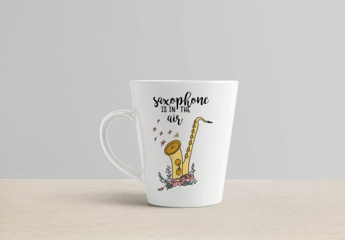 Saksofon - Saxophone is in the air - prezent dla saksofonisty - prezent dla saksofonistki - Kubek latte