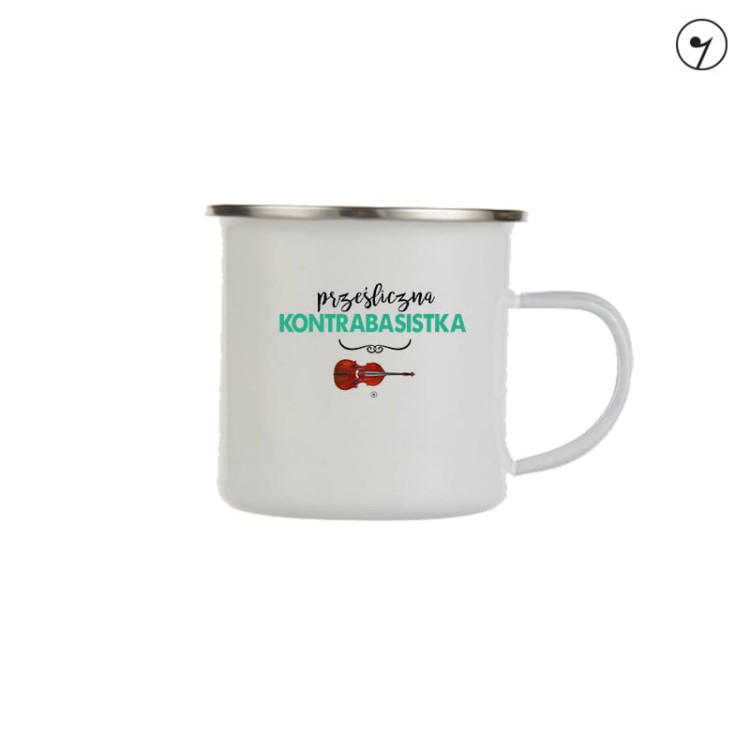 Kontrabas - Kontrabasistka - Prześliczna kontrabasistka - Prezent dla kontrabasistki - Kubek emaliowany