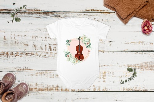 Wiolonczela - Kwiaty - prezent dla wiolonczelistki - prezent dla wiolonczelisty - Body - Bodziak