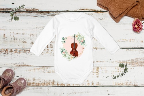 Wiolonczela - Kwiaty - prezent dla wiolonczelistki - prezent dla wiolonczelisty - Body - Bodziak