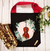 Wiolonczela - Kwiaty - prezent dla wiolonczelistki - prezent dla wiolonczelisty - Torba na ramię