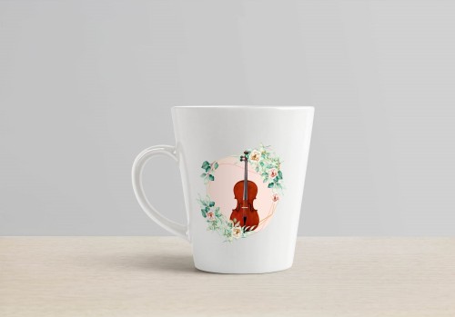 Wiolonczela - Kwiaty - prezent dla wiolonczelistki - prezent dla wiolonczelisty - Kubek latte
