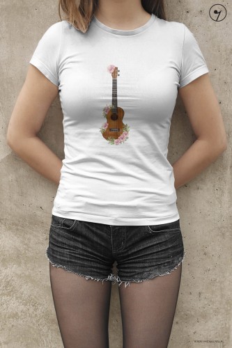 Ukulele - Kwiaty - Prezent dla ukulelistki - prezent dla ukulelisty - Koszulka
