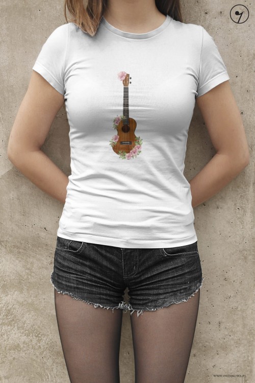 Ukulele - Kwiaty - Prezent dla ukulelistki - prezent dla ukulelisty - Koszulka