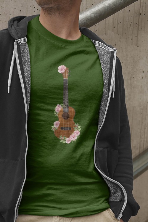 Ukulele - Kwiaty - Prezent dla ukulelistki - prezent dla ukulelisty - Koszulka