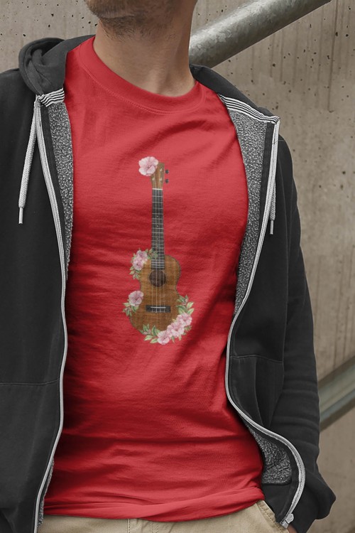 Ukulele - Kwiaty - Prezent dla ukulelistki - prezent dla ukulelisty - Koszulka