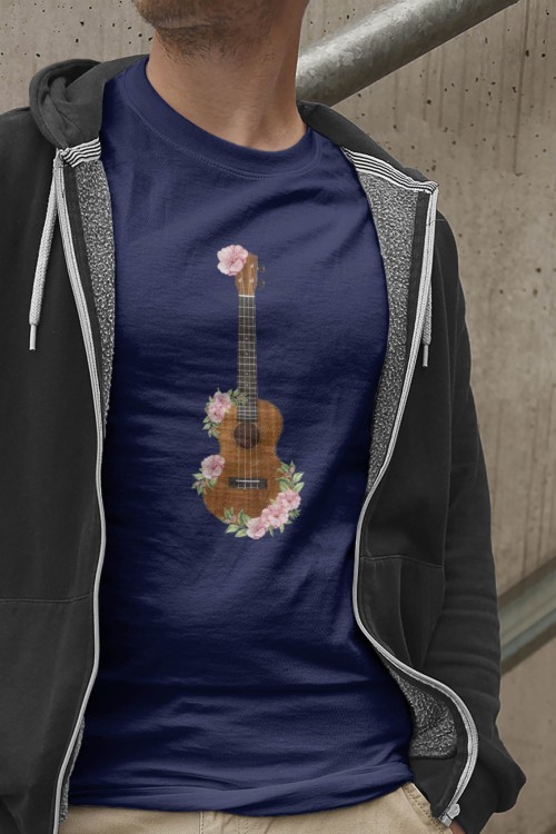Ukulele - Kwiaty - Prezent dla ukulelistki - prezent dla ukulelisty - Koszulka