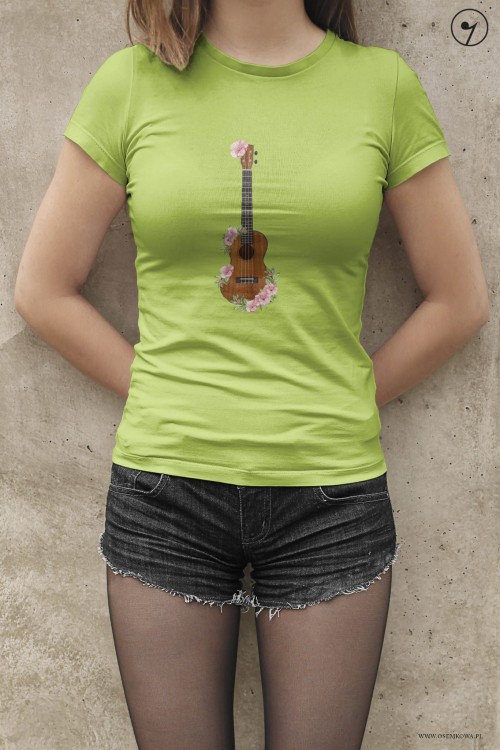 Ukulele - Kwiaty - Prezent dla ukulelistki - prezent dla ukulelisty - Koszulka