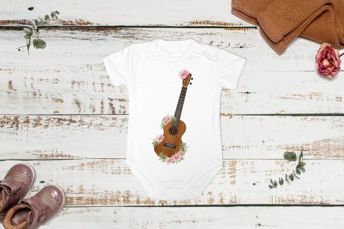 Ukulele - Kwiaty - Prezent dla ukulelistki - prezent dla ukulelisty - Body - Bodziak