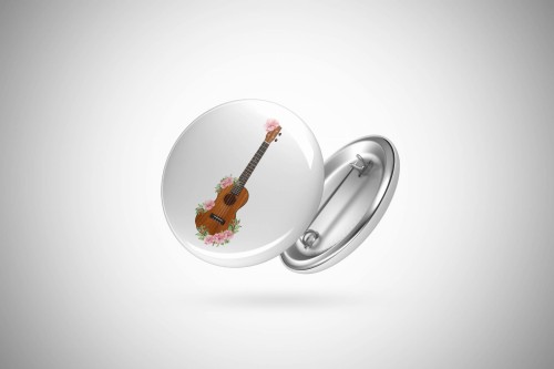 Ukulele - Kwiaty - Prezent dla ukulelistki - prezent dla ukulelisty - Przypinka