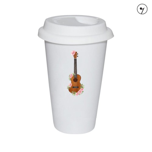 Ukulele - Kwiaty - Prezent dla ukulelistki - prezent dla ukulelisty - Tumbler