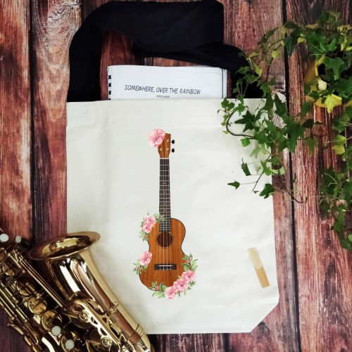 Ukulele - Kwiaty - Prezent dla ukulelistki - prezent dla ukulelisty - Torba na ramię