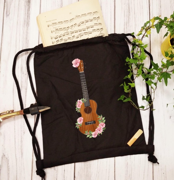 Ukulele - Kwiaty - Prezent dla ukulelistki - prezent dla ukulelisty - Torba na ramię