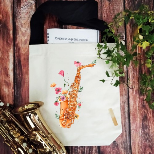 Saksofon - Maki - Prezent dla saksofonistki - Prezent dla saksofonisty - Torba na ramię