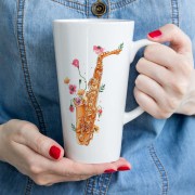 Saksofon - Maki - Prezent dla saksofonistki - Prezent dla saksofonisty - Kubek latte