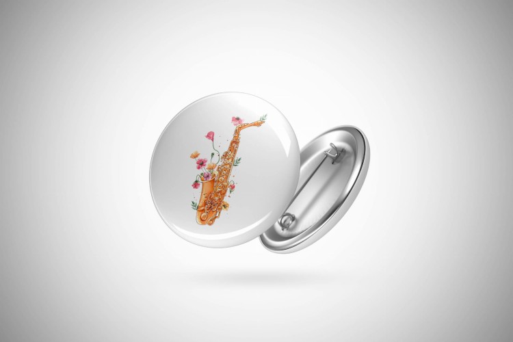 Saksofon - Maki - Prezent dla saksofonistki - Prezent dla saksofonisty - Przypinka
