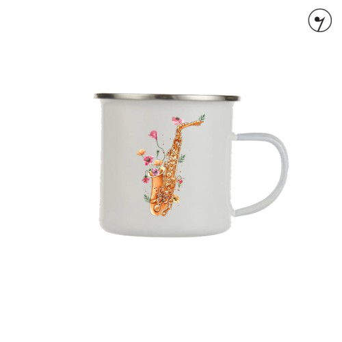 Saksofon - Maki - Prezent dla saksofonistki - Prezent dla saksofonisty - Kubek emaliowany