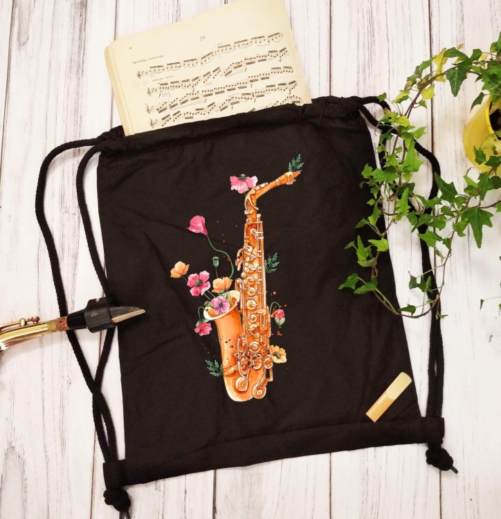 Saksofon - Maki - Prezent dla saksofonistki - Prezent dla saksofonisty - Worek plecak