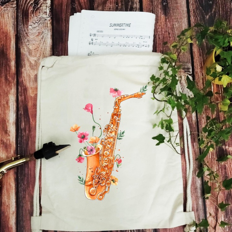 Saksofon - Maki - Prezent dla saksofonistki - Prezent dla saksofonisty - Worek plecak