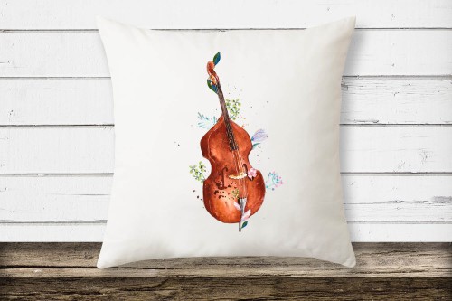 Kontrabas - Kwiaty - Prezent dla kontrabasistki - prezent dla kontrabasisty - Poduszka