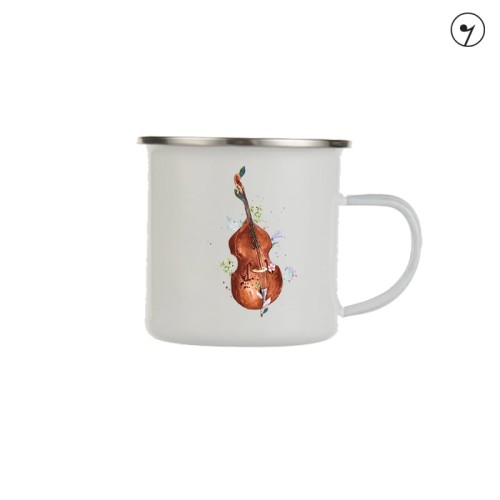 Kontrabas - Kwiaty - Prezent dla kontrabasistki - prezent dla kontrabasisty - Kubek emaliowany