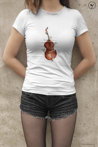 Kontrabas - Kwiaty - Prezent dla kontrabasistki - prezent dla kontrabasisty - Koszulka