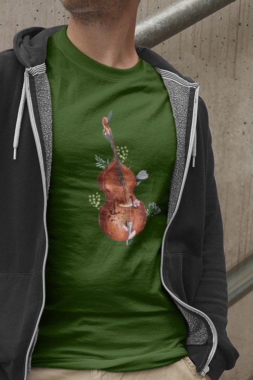 Kontrabas - Kwiaty - Prezent dla kontrabasistki - prezent dla kontrabasisty - Koszulka