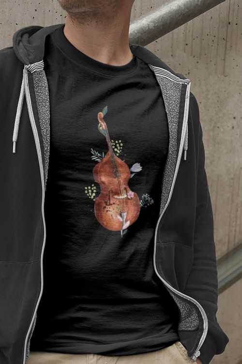 Kontrabas - Kwiaty - Prezent dla kontrabasistki - prezent dla kontrabasisty - Koszulka