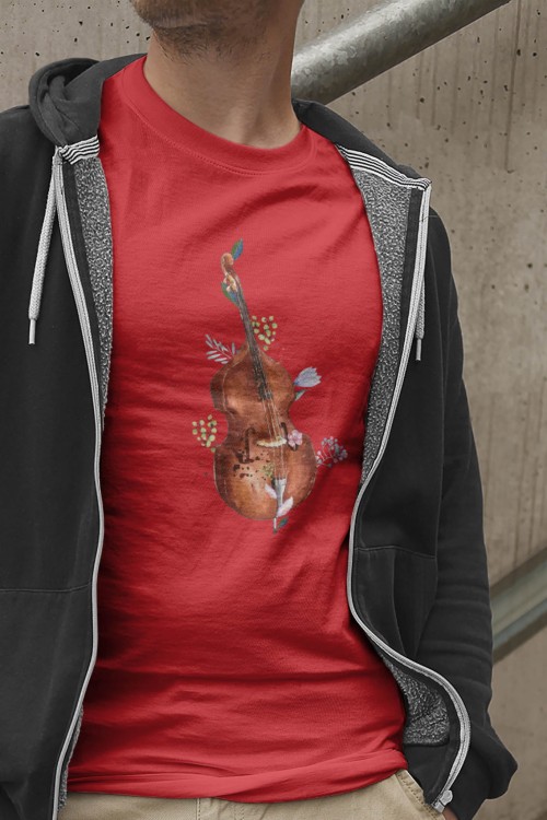 Kontrabas - Kwiaty - Prezent dla kontrabasistki - prezent dla kontrabasisty - Koszulka