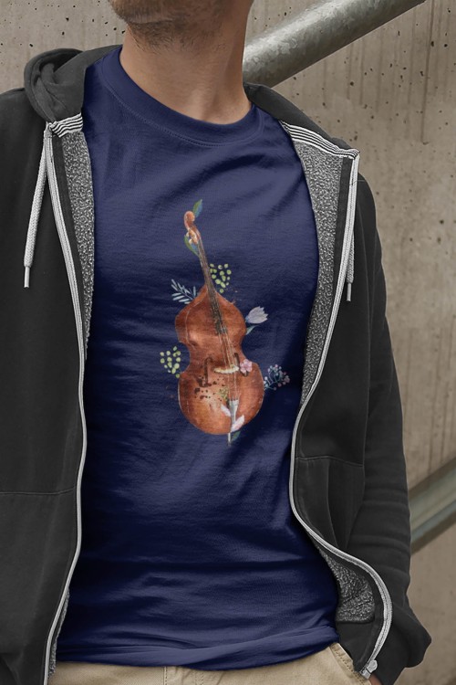 Kontrabas - Kwiaty - Prezent dla kontrabasistki - prezent dla kontrabasisty - Koszulka