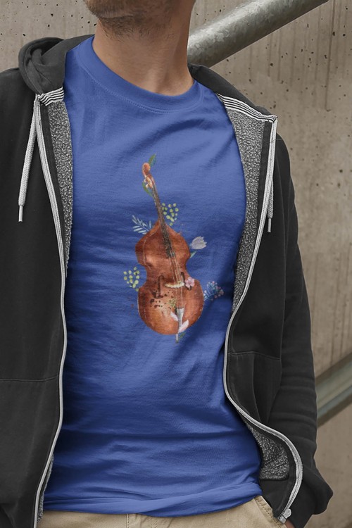 Kontrabas - Kwiaty - Prezent dla kontrabasistki - prezent dla kontrabasisty - Koszulka