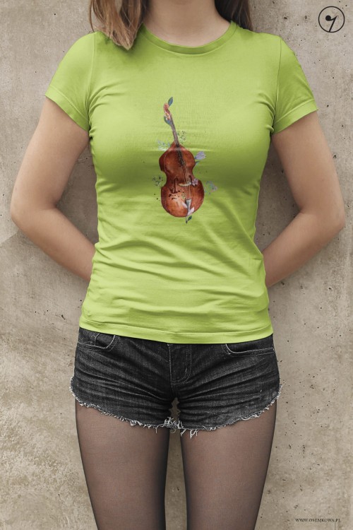 Kontrabas - Kwiaty - Prezent dla kontrabasistki - prezent dla kontrabasisty - Koszulka