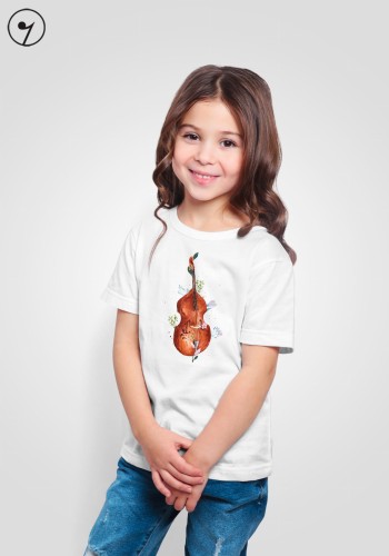 Kontrabas - Kwiaty - Prezent dla kontrabasistki - prezent dla kontrabasisty - Koszulka dziecięca
