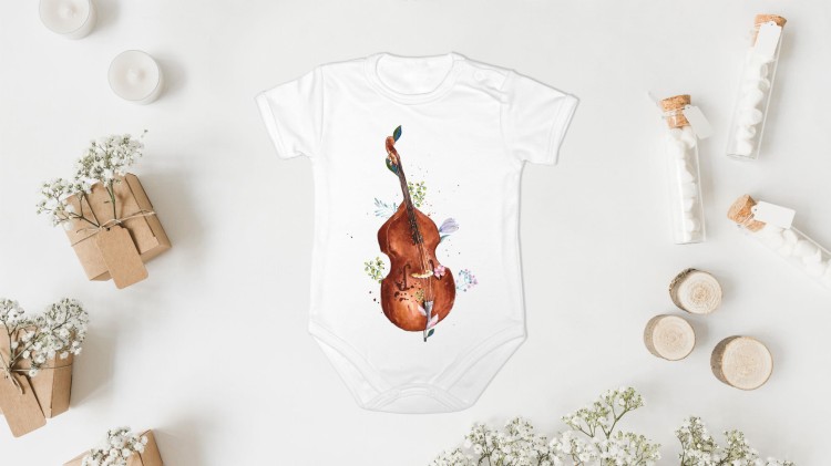 Kontrabas - Kwiaty - Prezent dla kontrabasistki - prezent dla kontrabasisty - Body - Bodziak