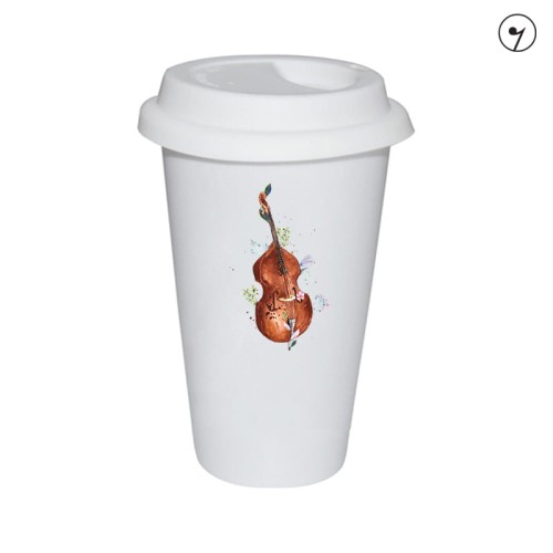 Kontrabas - Kwiaty - Prezent dla kontrabasistki - prezent dla kontrabasisty - Tumbler