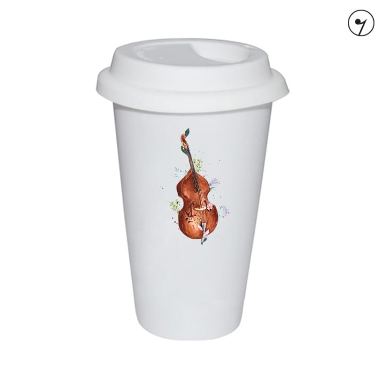 Kontrabas - Kwiaty - Prezent dla kontrabasistki - prezent dla kontrabasisty - Tumbler