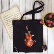 Kontrabas - Kwiaty - Prezent dla kontrabasistki - prezent dla kontrabasisty - Torba 2 ucha