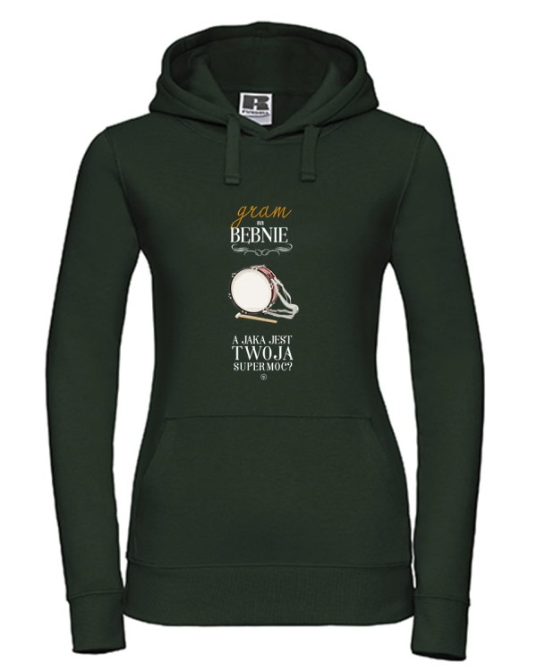 Bęben - Gram na bębnie a jaka jest Twoja supermoc? - Perkusistka - Perkusista - Prezent dla perkusisty - Bluza