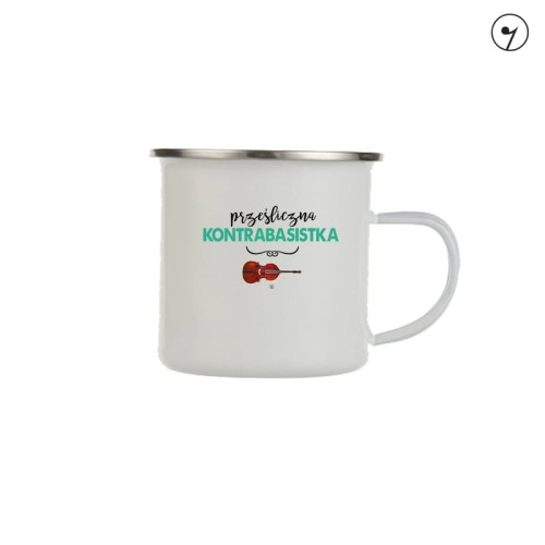 Kontrabas - Kontrabasistka - Prześliczna kontrabasistka - Prezent dla kontrabasistki - Kubek emaliowany