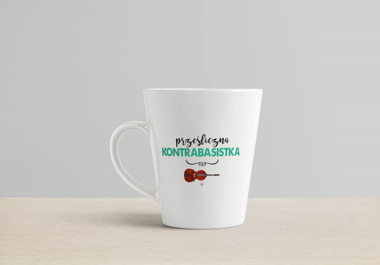Kontrabas - Kontrabasistka - Prześliczna kontrabasistka - Prezent dla kontrabasistki - Kubek latte