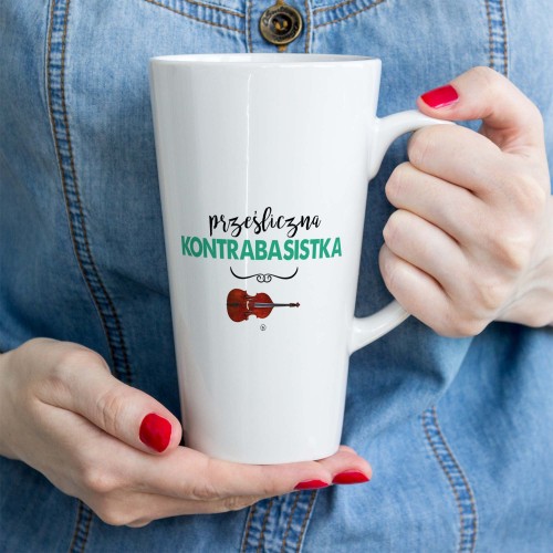 Kontrabas - Kontrabasistka - Prześliczna kontrabasistka - Prezent dla kontrabasistki - Kubek latte