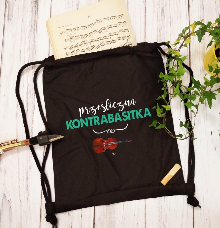 Kontrabas - Kontrabasistka - Prześliczna kontrabasistka - Prezent dla kontrabasistki - Worek plecak