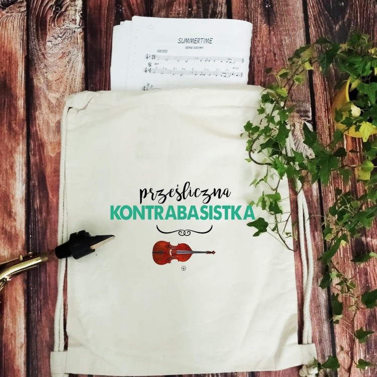 Kontrabas - Kontrabasistka - Prześliczna kontrabasistka - Prezent dla kontrabasistki - Worek plecak